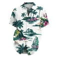 thumbnail image 4 of Men Hawaiian Shirt Short Sleeves Printed Button Down Shirts Summer Beach Mens Shirts Clearance 01-Army Green 5XL, 4 of 5