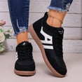 thumbnail image 2 of Sneakers for Women Lace up Classic Retro Trainers Tennis Shoes Trendy Splice Suede Flat Walking Shoes Casual Nonslip Footwear Black Size 6.5, 2 of 6