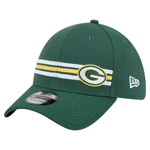 Men's New Era Green Green Bay Packers Stripes 39THIRTY Flex Hat