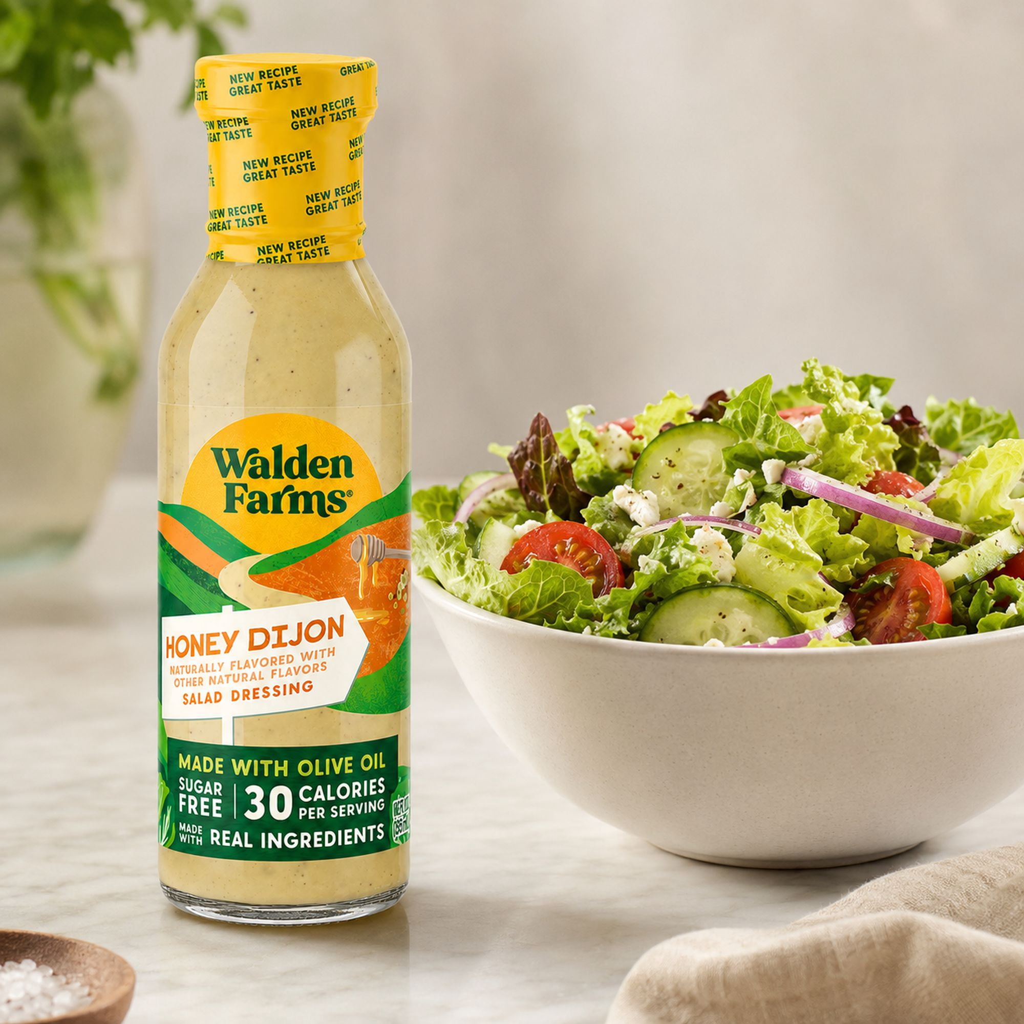 (3 pack) WF Honey Dijon Dressing, 12 oz, Fres/ Delicious Salad Topping, Sugar Free 0g Net Carbs,  Great for that salad or on a sandwich, or as a dip.