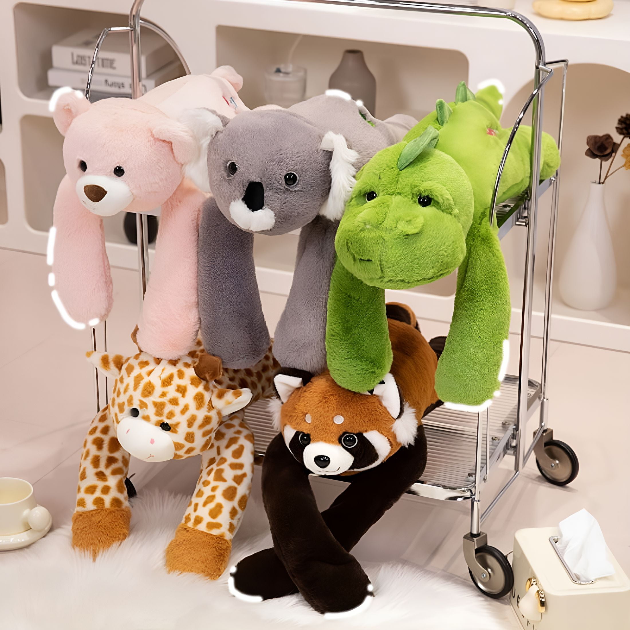 BESTSKY Long Arm Animal Weighted Stuffed Animal Soft Lazy Fluffy Plush Animal Plush Raccoon Koala Bear Giraffe Stuffed Plush Soft Pillow (Bear, 60Cm)