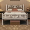 thumbnail image 1 of FullFurnique Twin Size Metal Platform Bed Frame with Cloud-Inspired Design for Adults, White, 1 of 6