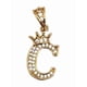 thumbnail image 3 of Cadena y dije de brillos con corona de oro laminado letra C, 3 of 7