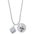 thumbnail image 1 of Delight Jewelry Silvertone 3-D Present Box with Bow and Crystal Silvertone Script Initial Disc - H - Charm Necklace, 20"+3", 1 of 4