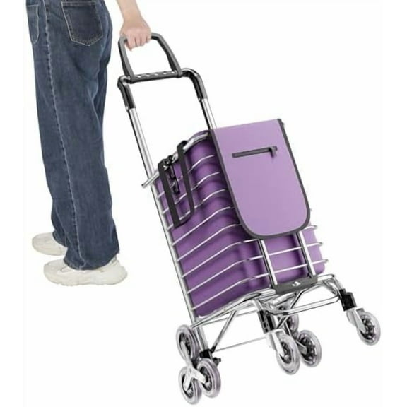 35L Folding Shopping Cart - Portable Grocery Trolley 8-Wheel Heavy-Duty Stair-Climbing Basket Cart for Groceries, Markets, Picnics & Moving