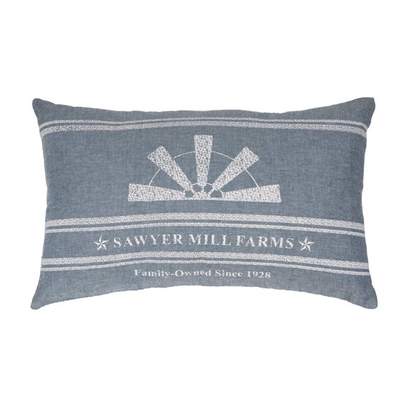 Country Red Farmhouse Bedding Miller Farm Charcoal Windmill Cotton Stenciled Chambray Graphic/Print Square 18x18 Pillow (Pillow Cover, Pillow Insert)