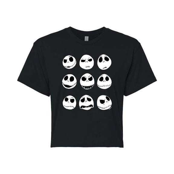The Nightmare Before Christmas - Faces of Jack - Juniors Cropped Cotton Blend T-Shirt