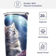 thumbnail image 4 of SKYSONIC Space Cat Tumbler Stainless Steel Double Wall Vacuum Reusable Insulated Mug with Straw and Built-in Coaste for Cold and Hot Beverages, 20oz, 4 of 7