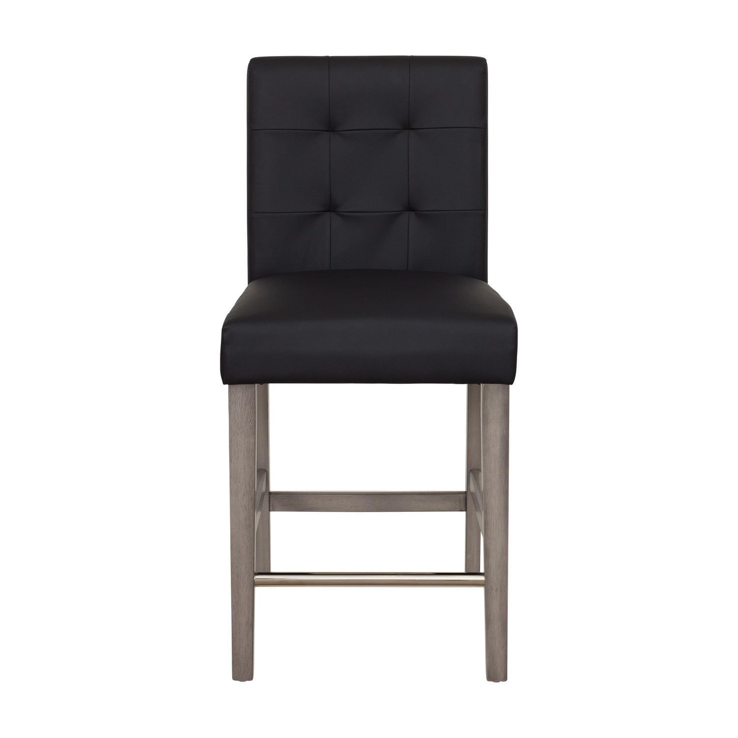 CorLiving Leila Faux Leather Upholstered Indoor Counter Height Bar Stool with High Back, Black