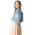 thumbnail image 2 of C'est Toi Women's Juniors Relax Denim Cropped Jean Jacket (M, Light Denim), 2 of 3