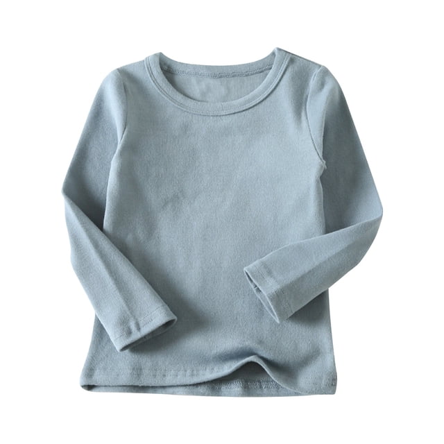 WRKEKC Chandails à Manches Longues pour Filles, T-Shirts à Manches Longues pour Filles, Chandails pour Tout-Petits Garçons Filles Tendance Couleur Unie Col Rond Haut à Manches Longues