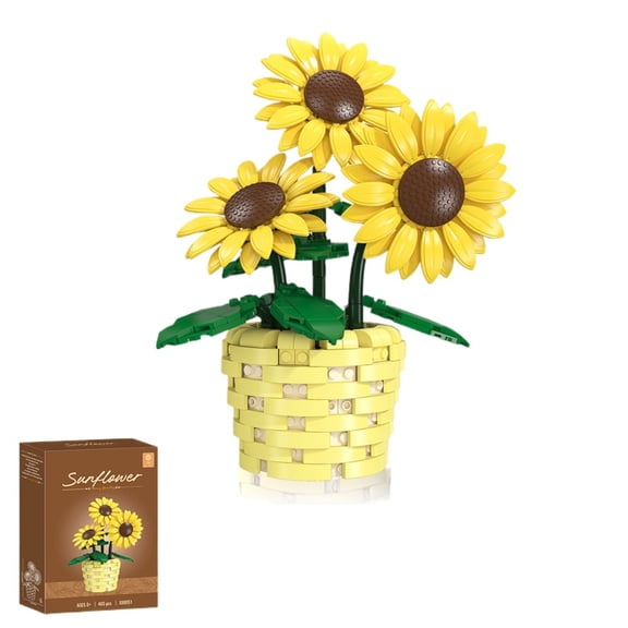 BrixVibe Sunflower Building Set Compatible with Lego Flower Botanical Collection Bonsai Plants for Adults 465pcs