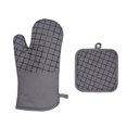 thumbnail image 4 of Mitones de horno resistentes al calor con agarre de silicona perfecto para hornear cocina, rejilla pequeña gris oscuro 2X Feliz Sencillez, 4 of 5