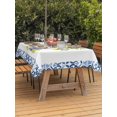 thumbnail image 3 of Outdoor Tablecloth with Umbrella Hole for Patio/Picnic/Party/Camping, Summer Lemons Waterproof Table Cloth Rectangle Table Cover Washable, Farmhouse Fruit Blue Geometric Watercolor (52"x 70"), 3 of 9