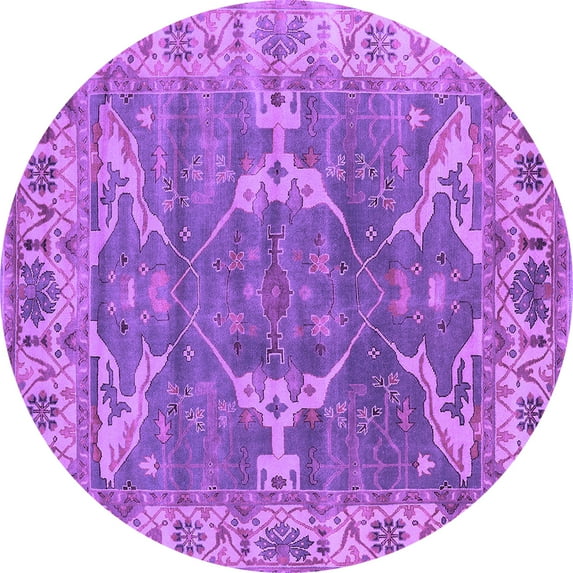 Ahgly Company Indoor Round Oriental Purple Industrial Area Rugs, 4' Round