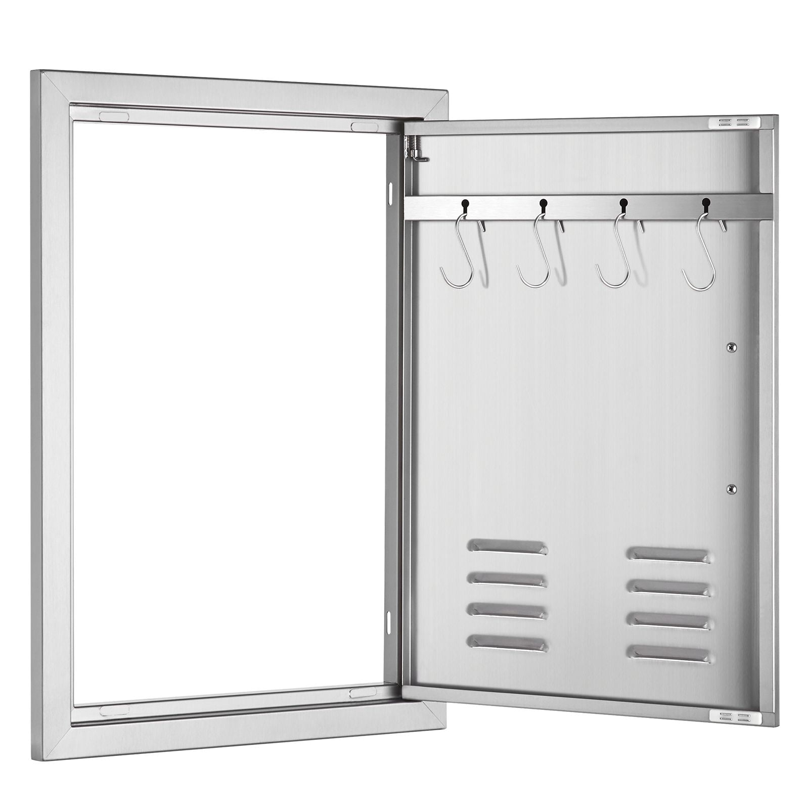 Stainless Steel BBQ Access Door 24x17 Inch with Louvred Vents, Reversible Hinge, for Outdoor Kitchen Island