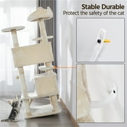 Alden Design 54.5 H Double Condo Cat Tree with Scratching Post Tower, Beige
