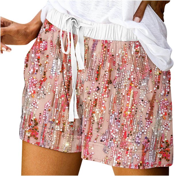 Mujeres Pantalones Cortos con Bolsillos Impresos Detalle Vendaje, Casual Y Suelto Ajuste Pantalones Cortos de las Mujeres para el Verano