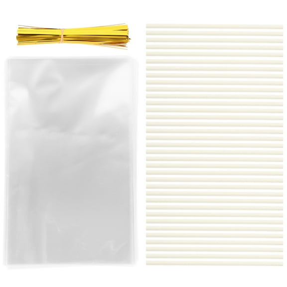 100 Sets Storage Bags Cake Sticks Lollipop Paper Biscuits for Party Small Candy Pet