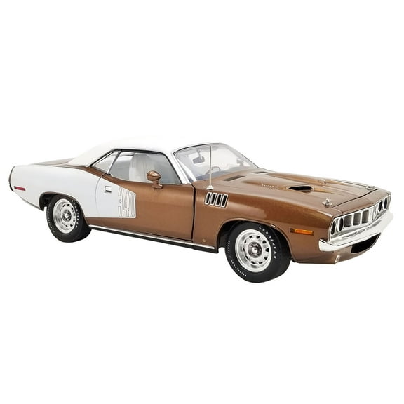 1971 Plymouth Barracuda Tahitian Walnut Metallic and White with White Vinyl Top Limited Edition 1/18 Diecast Model Car by ACME