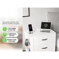 thumbnail image 3 of UBesGoo White Nightstand with Charging Station and DIY Pegboard & Hooks, Led Nightstand 3 Drawer, Smart Nightstand, Wood Nightstand Bedroom, Modern Nightstand, Bedside Table, End/Side Table, 3 of 11