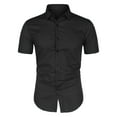 thumbnail image 1 of INSPIRE CHIC Men's Short Sleeves Polka Dots Button Down Shirt Black 38, 1 of 7