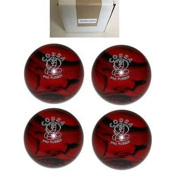 BuyBocceBalls New Listing - Pack of 4 EPCO Candlepin Bowling Balls - Cobra Pro Rubber - Red & Black (4 1/2 inch- 2lbs. 6oz.)