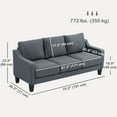 thumbnail image 3 of HOMCOM Canapé 3 Places, Sofa en Tissu de Lin avec Ressorts Ensachés, Gris Anthracite, 3 of 10