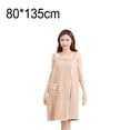 thumbnail image 2 of Off Shoulder Wearable Bath Towel Wrap Women Water Absorbent Beach Spa Gym Bathrobes Slip Dress, 2 of 5