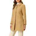 thumbnail image 5 of INSPIRE CHIC Women's Turn Down Collar Single Breasted Winter Mid Length Overcoat XL Khaki, 5 of 7