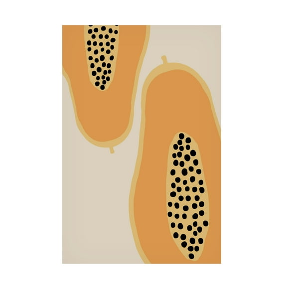 Canvas Wall Art - Pictufy Studio Ii 'Papaya Fruit' Wall Art for Living Room, Bedroom, or Office Décor by Trademark Fine Art - 12 x 19 Inches