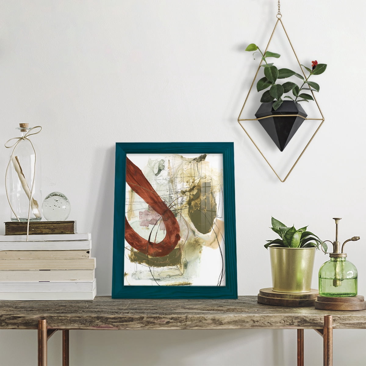 Rusted Loops I - Framed Print w/glass - Ocean Blue