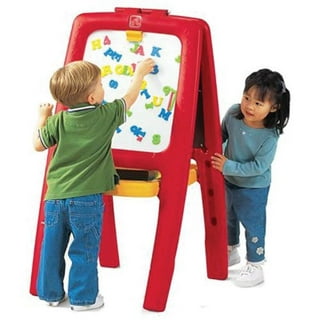 U.S. Art Supply Children's 3-Sided Art Activity Easel with 3 Magnetic Shelf Stations, Chalkboard, Blackboard, Dry Erase