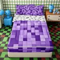thumbnail image 2 of Erosebridal Dreamy Violet Pixel Grid Zipper Twin Comforter Sets with Fitted Sheet and 2 Pillowcases,Smooth Gradient Cube Block Zipper Bedding Set,Lavender Indigo,4-Piece,Reversible, 2 of 6