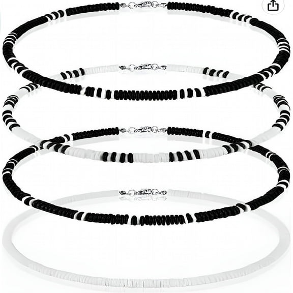 TELOLY Surfer Necklace for Men Puka Shell Necklace Men Sea Shell Necklace Clam Chip Choker Hawaiian Beach Shell Bead Necklace Pookah Shells Choker Necklace Trendy 14.0 Inches