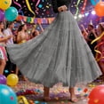 thumbnail image 2 of DHFJKG Layered Long Skirts For Women High Waist Flowy Mesh Party Dress Flared Ruffled Hem Solid Color Stylish Skirt, 2 of 4