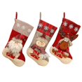 thumbnail image 1 of 3pcs Christmas Stockings Christmas Stocking Bag Hanging Christmas Stockings Large Xmas Gift Bag Hanging Christmas Stockings with Santa Claus Reindeer, 1 of 5