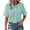 Mint Green, variant on Linen Blouse for Women Short Sleeve Button Up Shirt Casual Peter Pan Collar Top Relaxed Fit Solid Color Tunic, Green M