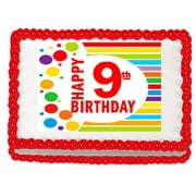 Happy 9th Birthday Edible PEEL N STICK Frosting Photo Image Cake Decoration Topper