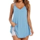 thumbnail image 1 of Camisolas holgadas y fluidas, camiseta sin mangas con doble correa, sin mangas, informal, ajustada, para mujer, señora, niña, verano, azul claro, S, 1 of 5