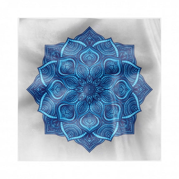 Blue Mandala Decorative Satin Napkins Set of 4, Curvy Illustration Vintage Style Motif, Square Fabric Party & Dinner Napkin, 18", Dark Blue Pale Blue Dust, by Ambesonne