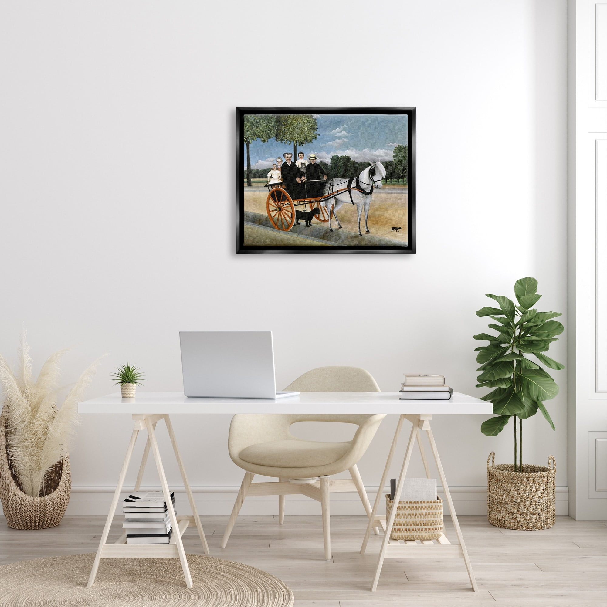 Stupell Industries La Carriole du pere Junier Henri Rousseau Painting Painting Jet Black Floating Framed Canvas Print Wall Art, Design by one1000paintings