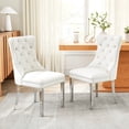 thumbnail image 3 of Velvet Dining Chairs Set of 6, Upholstered Tufted Dining Chairs with Stainless Steel Legs & Pull Ring for Dining Room, Living Room, 3 of 6