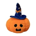 thumbnail image 2 of Euahivb Halloween Pumpkin Stuffed Toy Plush Pillow 13.8 x 13.8 Inch Soft Cushion with Blue Witch Hat for Couch Living Room Spooky Seasonal Decor, 2 of 7