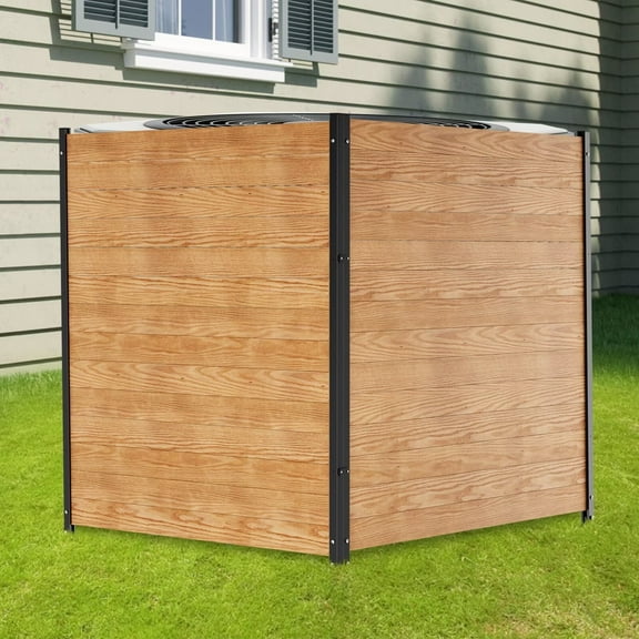 Zikebtuy 36in W x 44in H Air Conditioner Fence, 2 Panels Outdoor Wood Fence Privacy Screen with Metal Stakes, Outside Trash Can Pool Equipment Enclosure Panels Decorative Fences