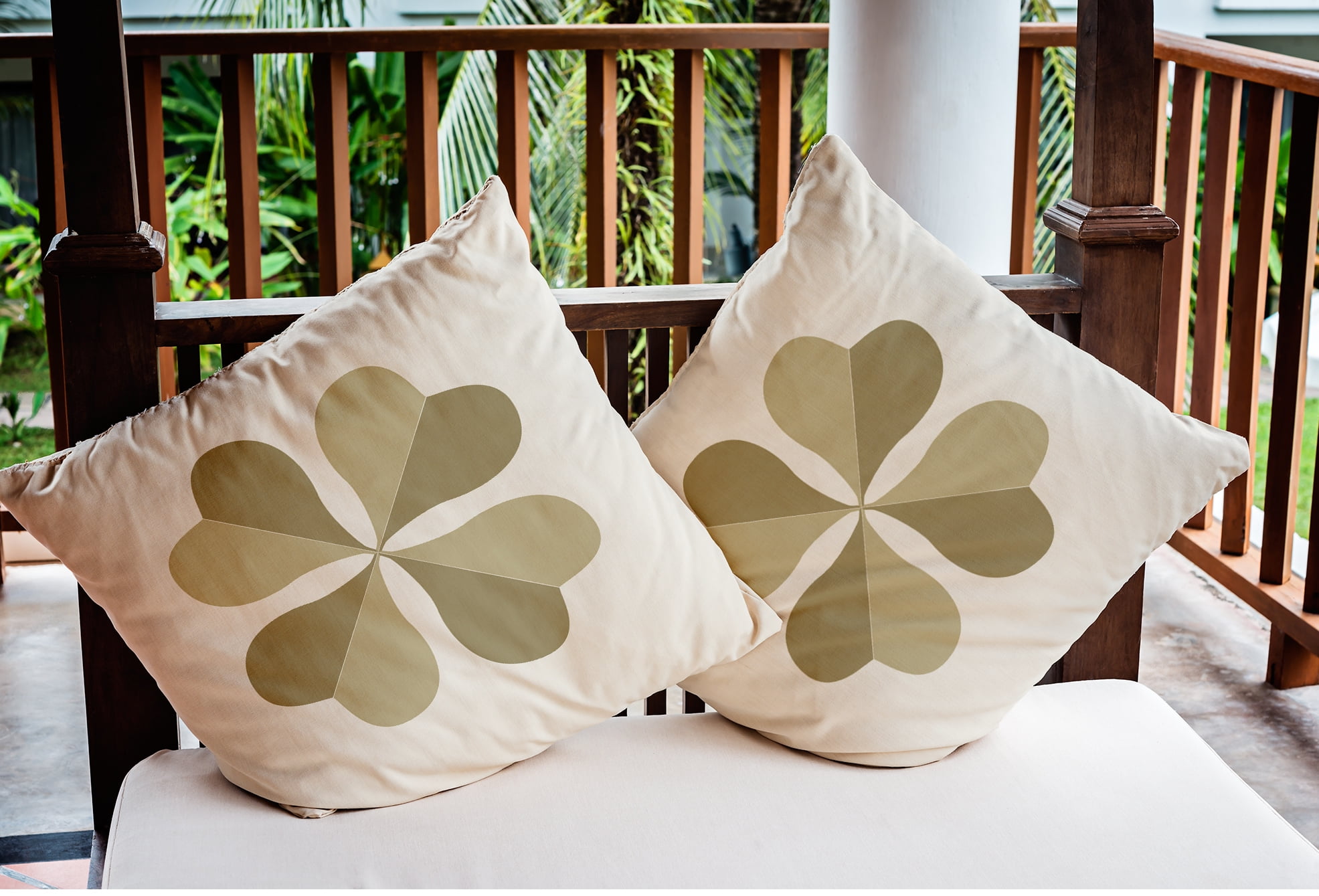 Simply Daisy 16 in x 16 in Modern and Contemporary Green and White Floral Polyester Throw Pillow
