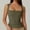 Army Green, variant on Rezuofi 2 Pcs Women's Square Neck Sleeveless Double-Layer Tank Tops Basic Tight T Shirts