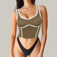 thumbnail image 2 of Siilsaa Women Sweetheart Neckline Longline Sports Bra Padded Basic Workout Crop Tank Top Khaki,One Size, 2 of 5