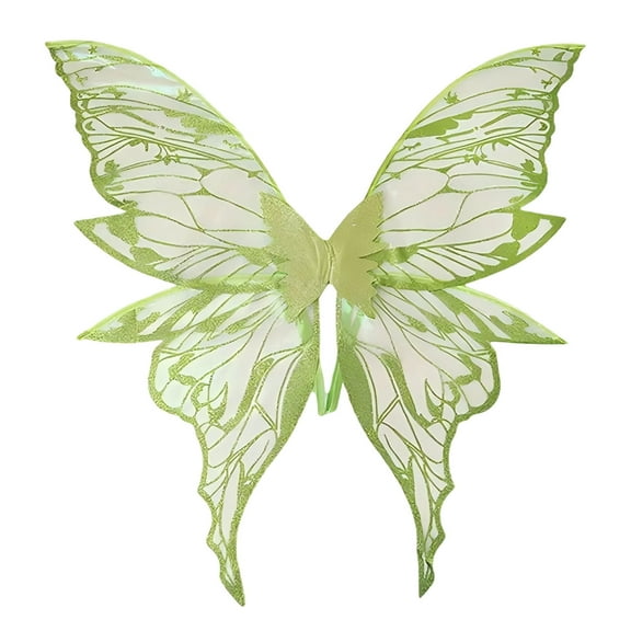 LanSuare Fairy Costume, Fairy Costume Set with Floral Garland, Fairy Hair Tinsel, Wand & Elf Ears, Organza Butterfly Costume, Suitable for Cosplay, Party