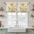 thumbnail image 2 of Yellow Floral Botanical Tier Curtains, Farmhouse Watercolor Flower Light Filtering Kitchen Curtains, 2Pcs Rod Pocket Half Window Treatments Panels for Sink Cafe Cabinet Camper 27.5x36 Inches, 2 of 9